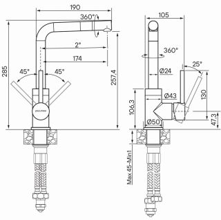 Смеситель для кухни Paulmark Honner Ho212018-GM воронёная сталь